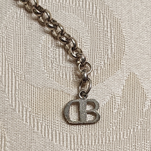 Vintage Signed DB Aurora Borealis Silver Choker Necklace with Teardrop Pendant - Picture 6 of 12